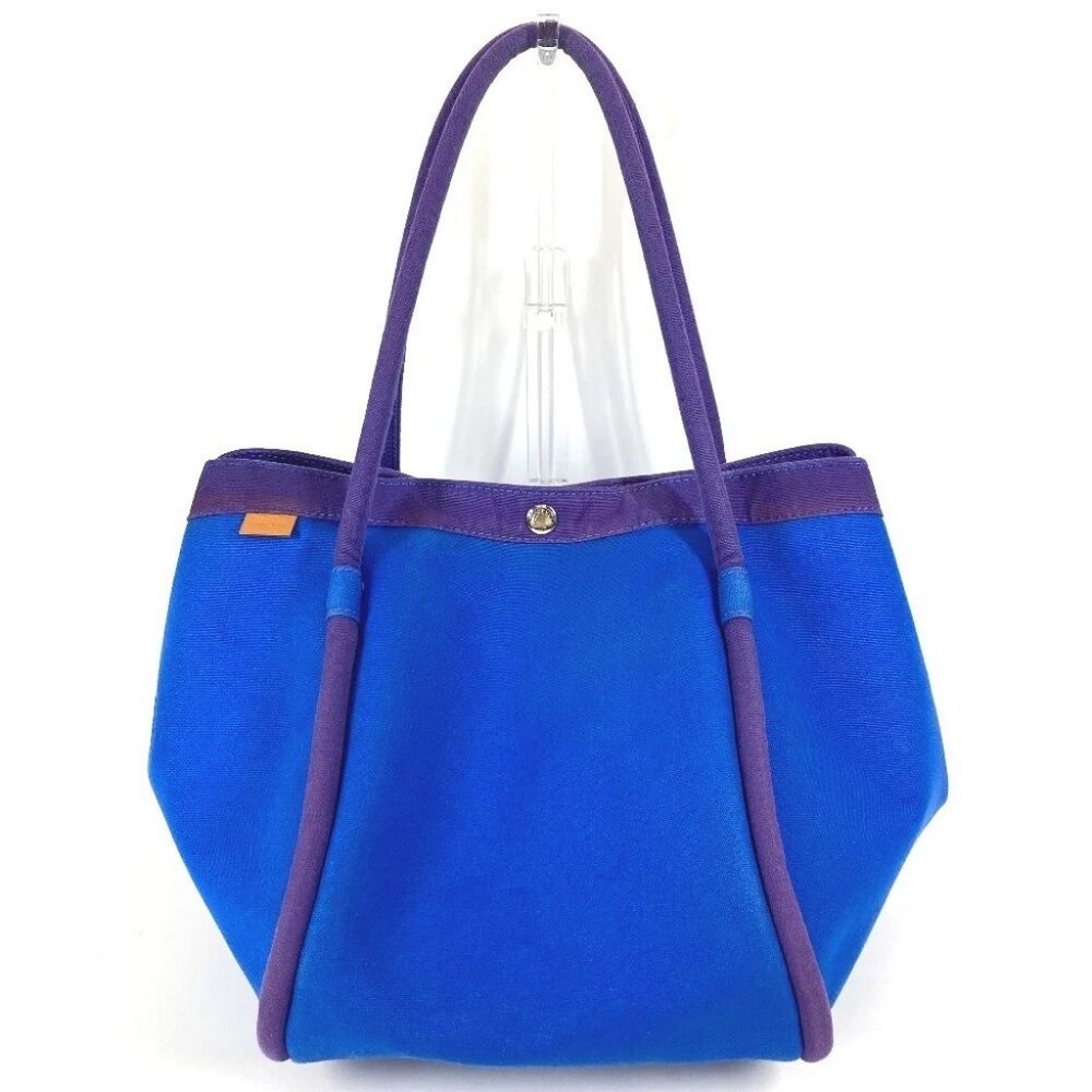 HERMES With porch Sac Baga GM Tote Bag Hand Bag Canvas blue - Picture 1 of 16
